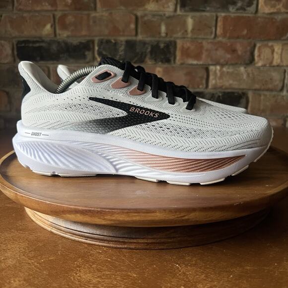 Brooks Ghost 17 Wide White Black Rose Gold Women's 8 Road Running Shoes Sneakers - Picture 9 of 16
